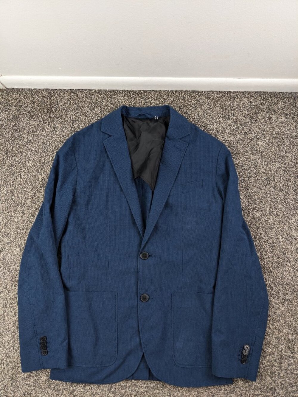 Club Monaco Sport Coat Blazer Seersucker Gingham Checked Blue 36 36S